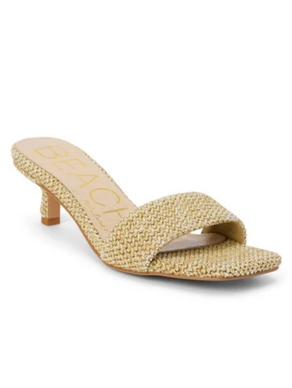 Beach By Matisse Capricorn Kitten Heel Woven Slide Sandal in Natural Tan 9